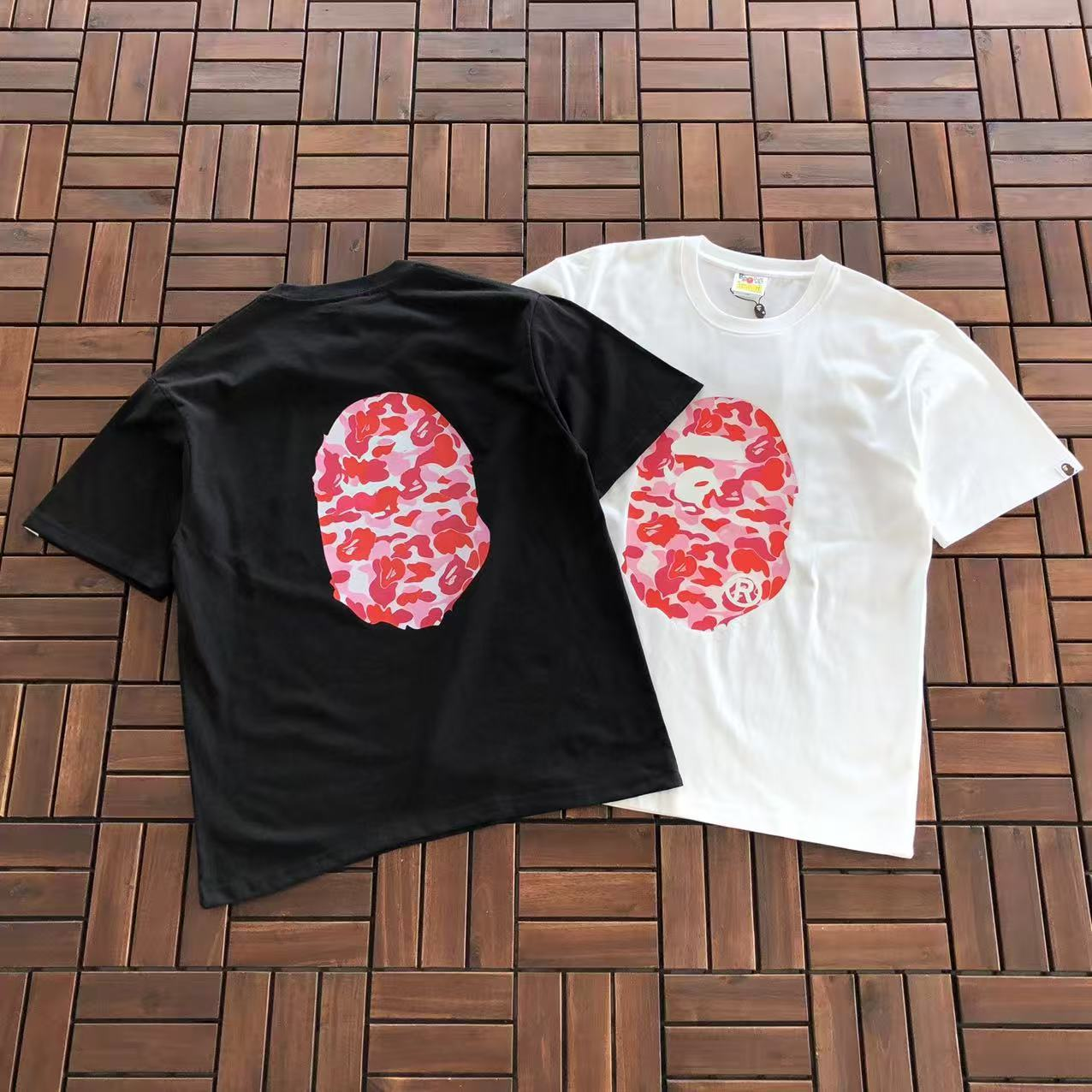 BAPE ABC tee pair black and white