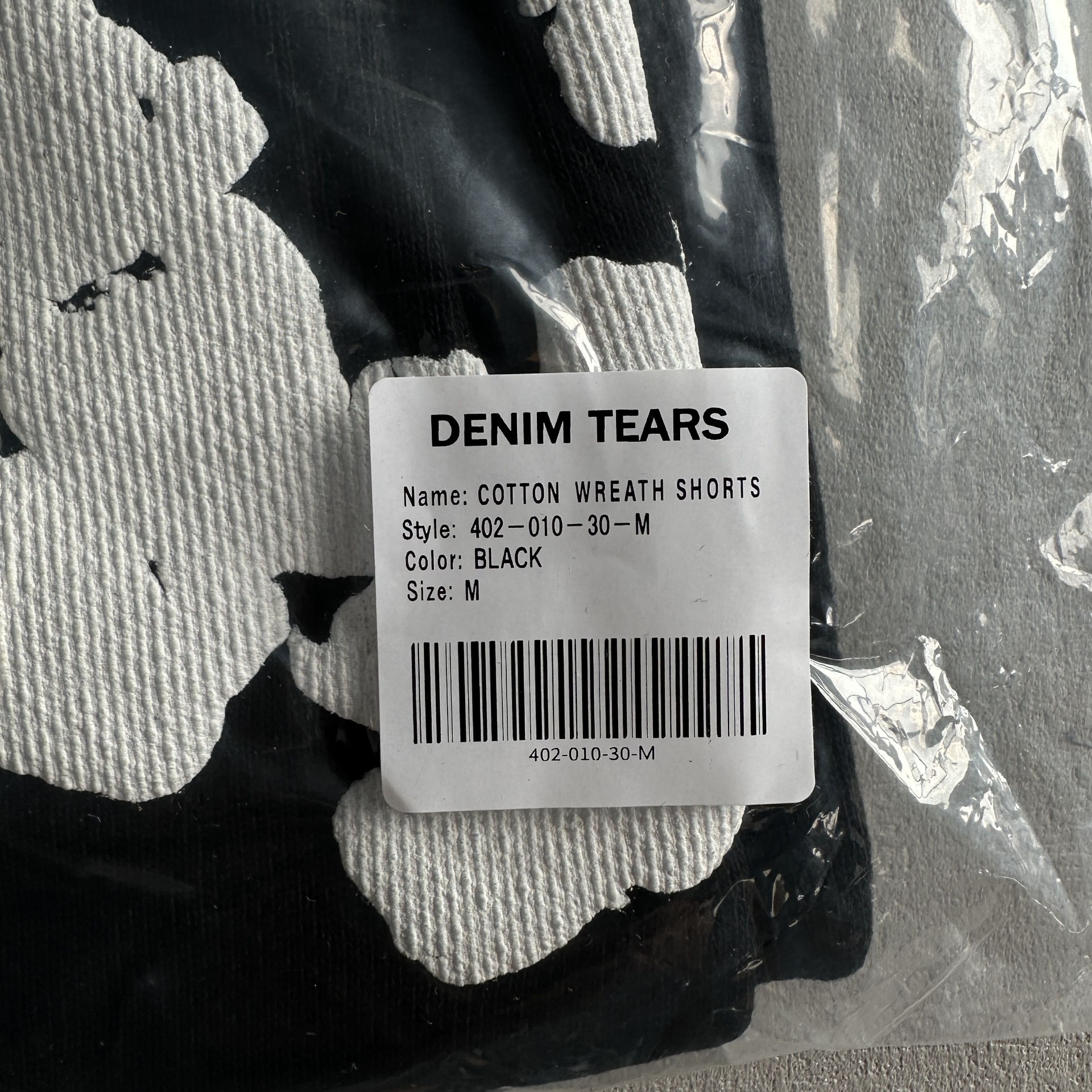 Packaging Denim Tears short noir taille M